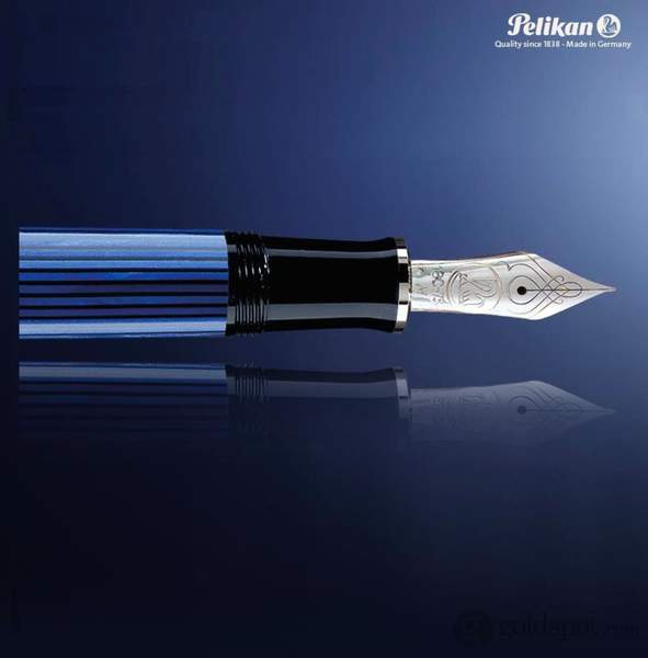 Pelikan Souveran M805 Fountain Pen - Black Blue Chrome Trim - KSGILLS.com | The Writing Instruments Expert