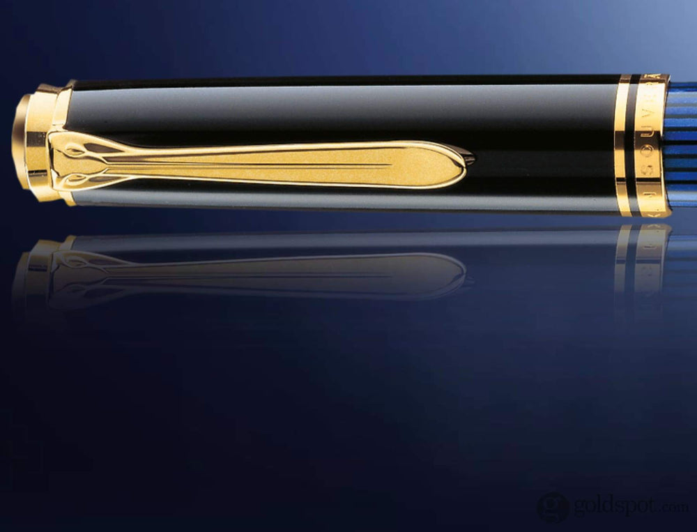 Pelikan Souveran R600 Rollerball Pen - Black Blue Gold Trim - KSGILLS.com | The Writing Instruments Expert