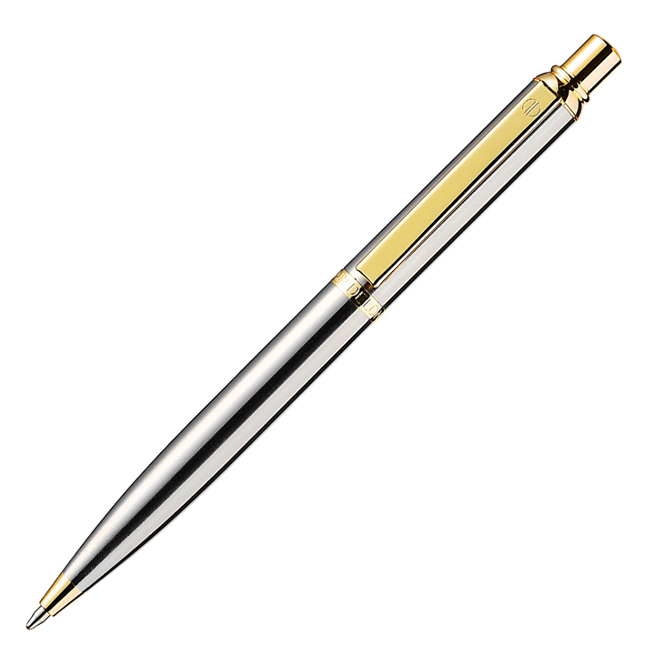 Alain Delon Retro Ballpoint Pen - Stainless Steel Gold Trim (with LASER Engraving) - KSGILLS.com | The Writing Instruments Expert