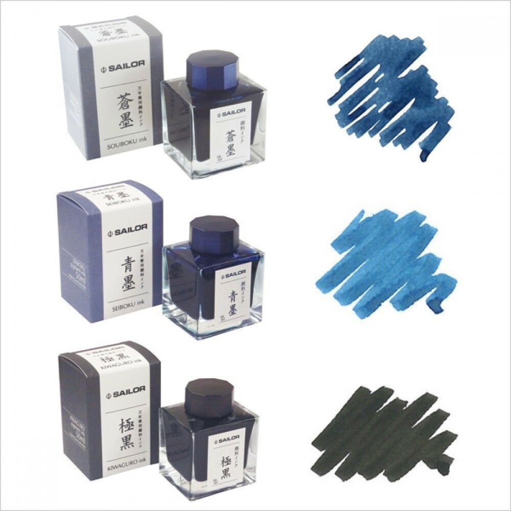 Sailor Ink Bottle 50ml Nano Pigmented Fountain Pen - Seiboku Blue-Black - KSGILLS.com | The Writing Instruments Expert