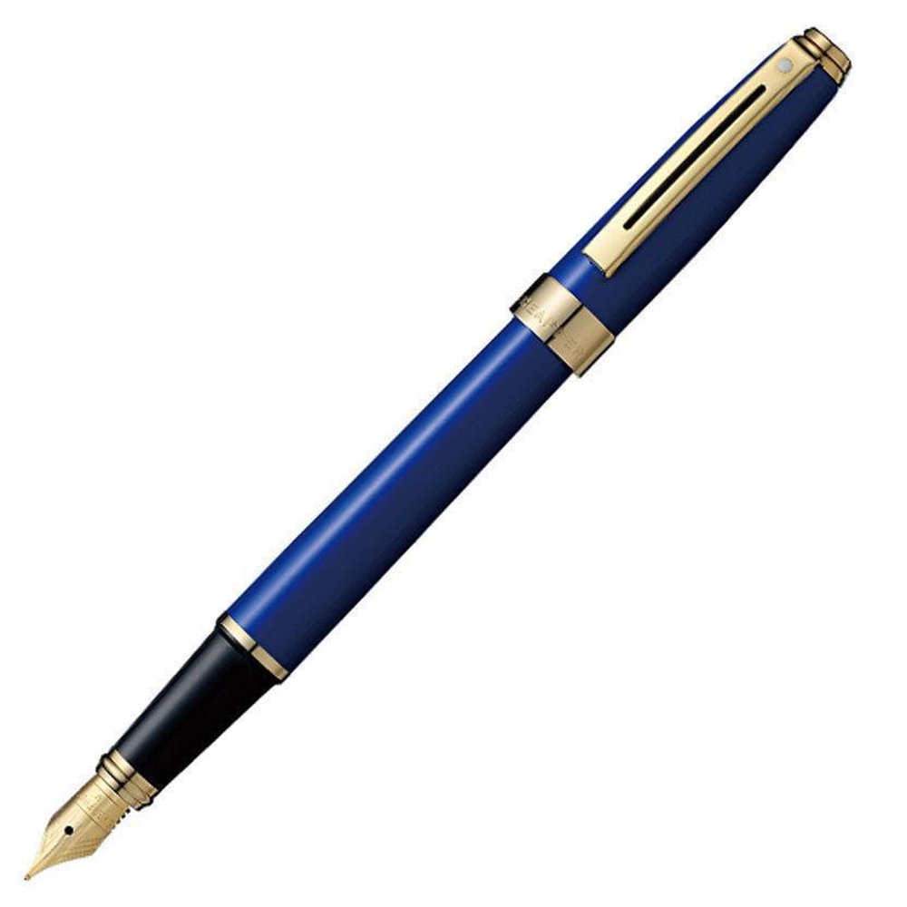 Sheaffer Prelude Signature Fountain Pen - Blue Lacquer Gold Trim (14K Gold Nib) - KSGILLS.com | The Writing Instruments Expert