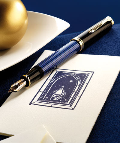 Pelikan Souveran M600 Fountain Pen - Black Blue Gold Trim - KSGILLS.com | The Writing Instruments Expert