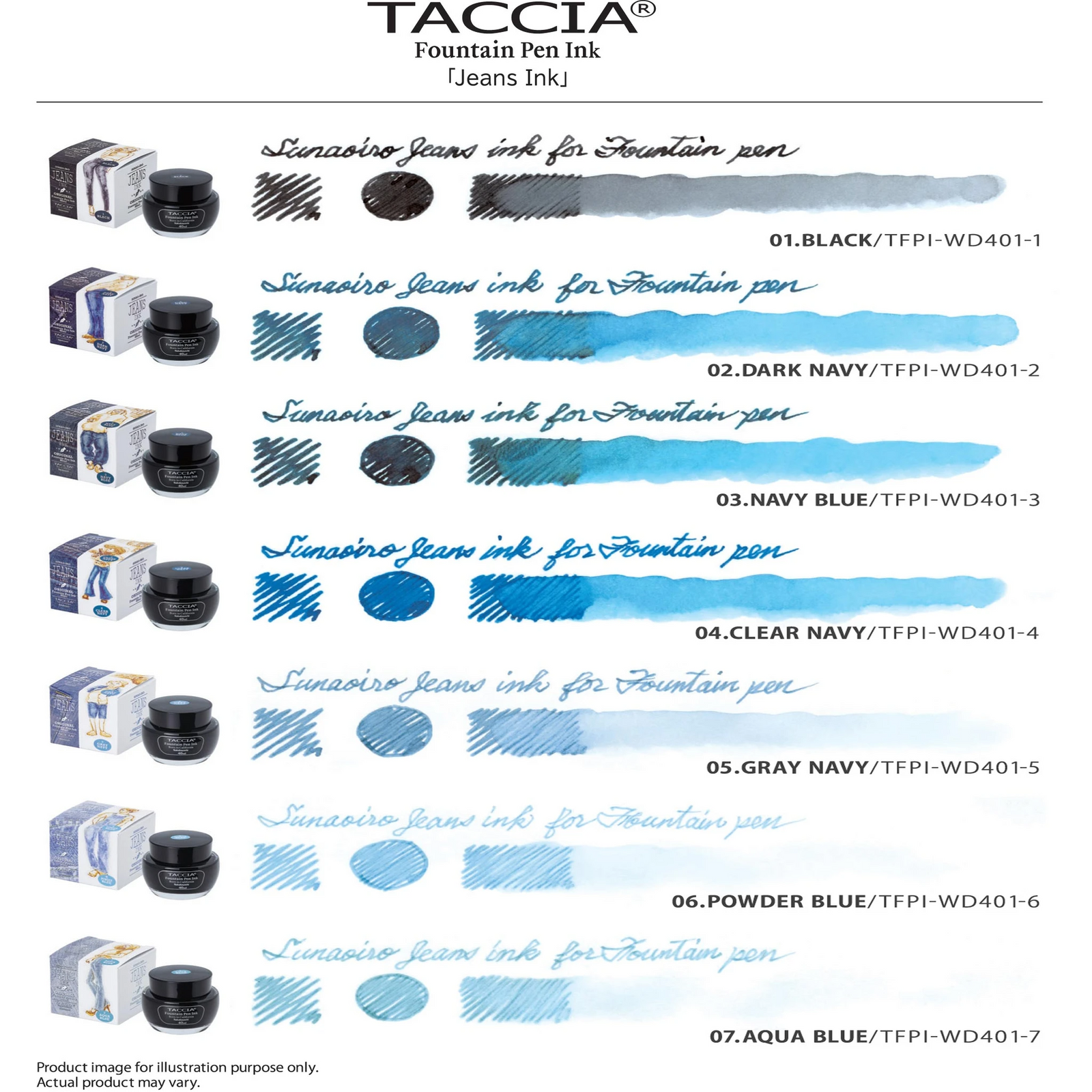 Taccia Jeans Ink Bottle (40ml) - #1 - Black - KSGILLS.com | The Writing Instruments Expert