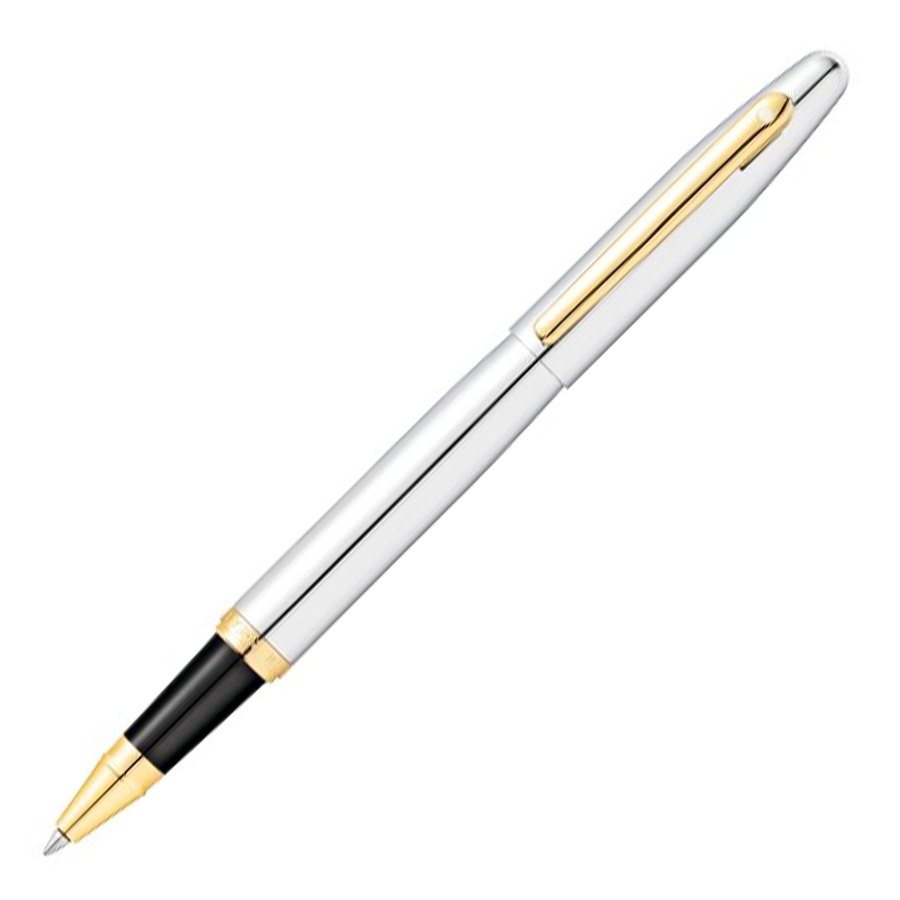 Sheaffer VFM Rollerball Pen - Shinny Stainless Steel Gold Trim (with LASER Engraving) - KSGILLS.com | The Writing Instruments Expert