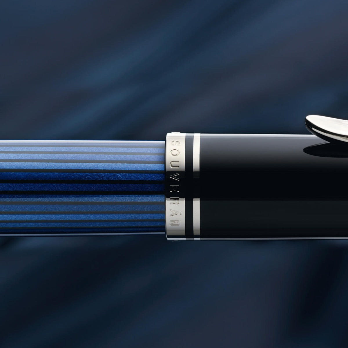 Pelikan Souveran M405 Fountain Pen - Black Blue Chrome Trim - KSGILLS.com | The Writing Instruments Expert
